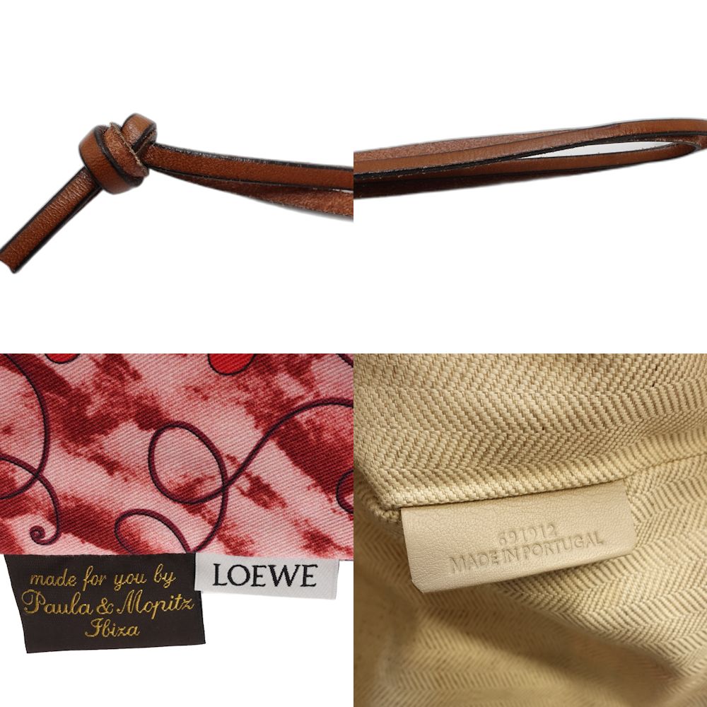 LOEWE ロエベ ポーチ PAULA LARGE DRAWS パウラドローストリング キャンバス BLUE(ブルー) RED(レッド)/181466【中古】