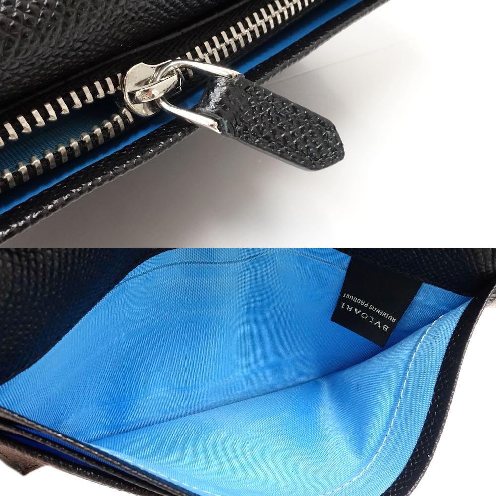 【中古】BVLGARI ブルガリ 長財布 ロングフラップウォレット ブルガリ マン サフィアーノレザー ブラック メンズ /181880