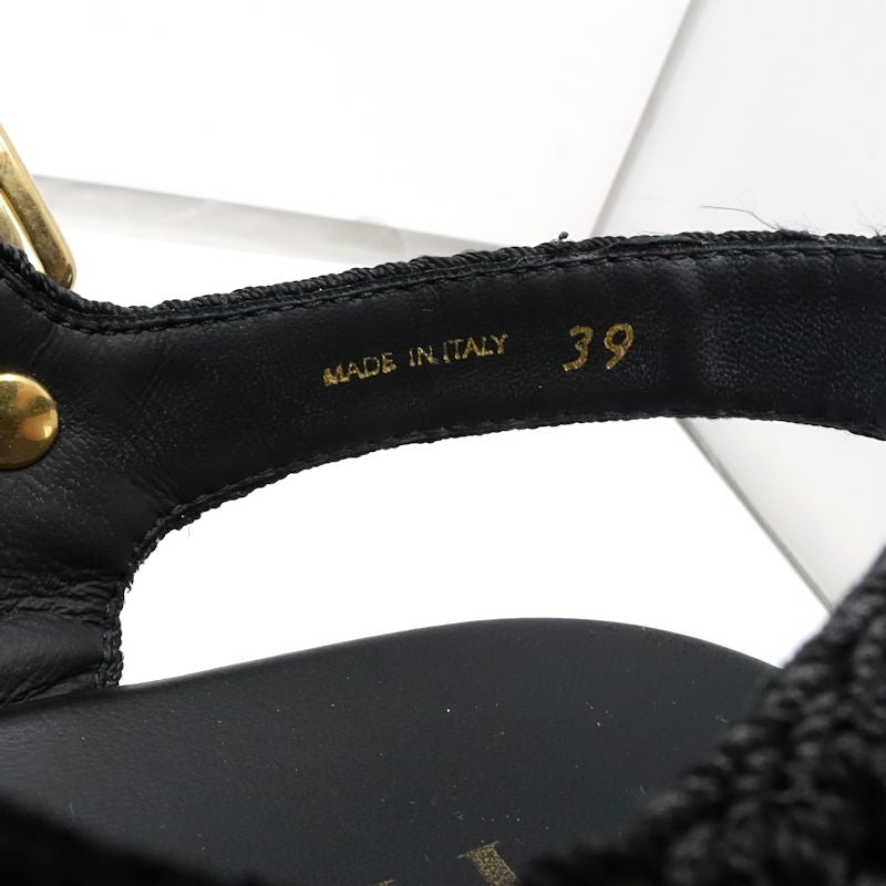 PRADA プラダ サンダル モノリスクロシェケージ サイズ39ビスコースxラバー NERO レディース/181980【中古】