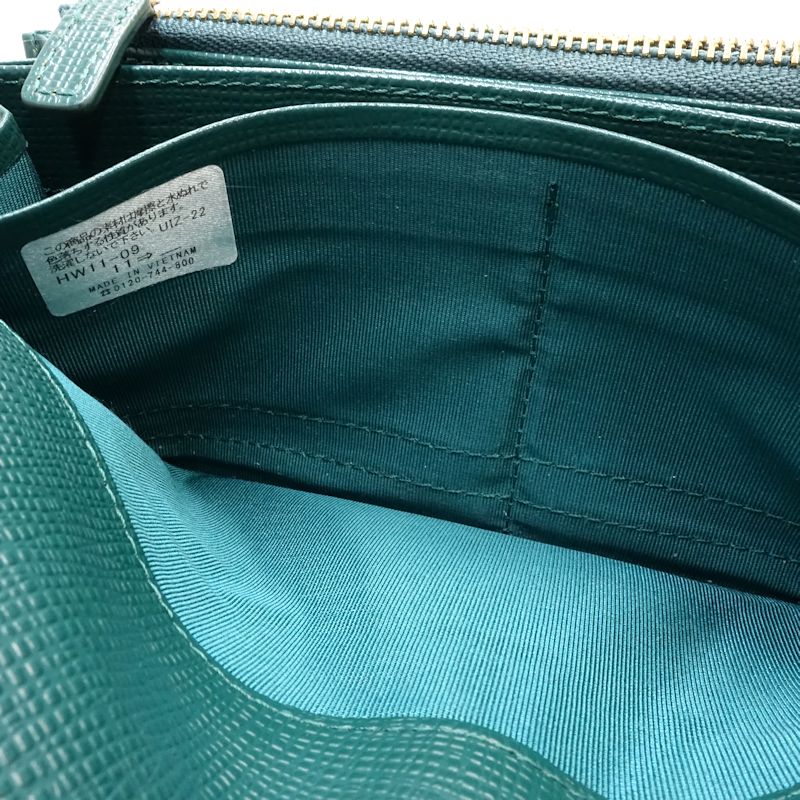 【中古】agnes b. アニエスベー 長財布 ロングフラップウォレット レザー グリーン レディース /182023