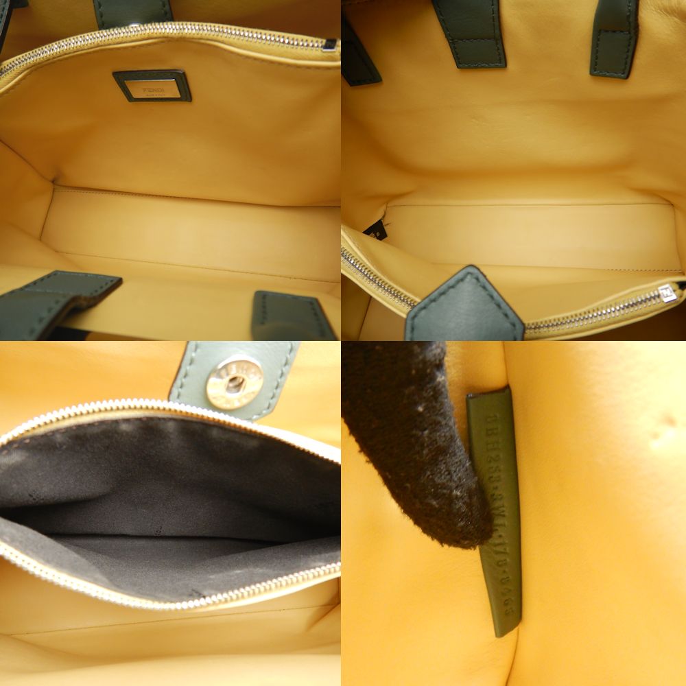 FENDI フェンディ プチトゥージュール 8BH253 ハンドバッグ 2WAY レザー カーキ イエロー/252437【中古】