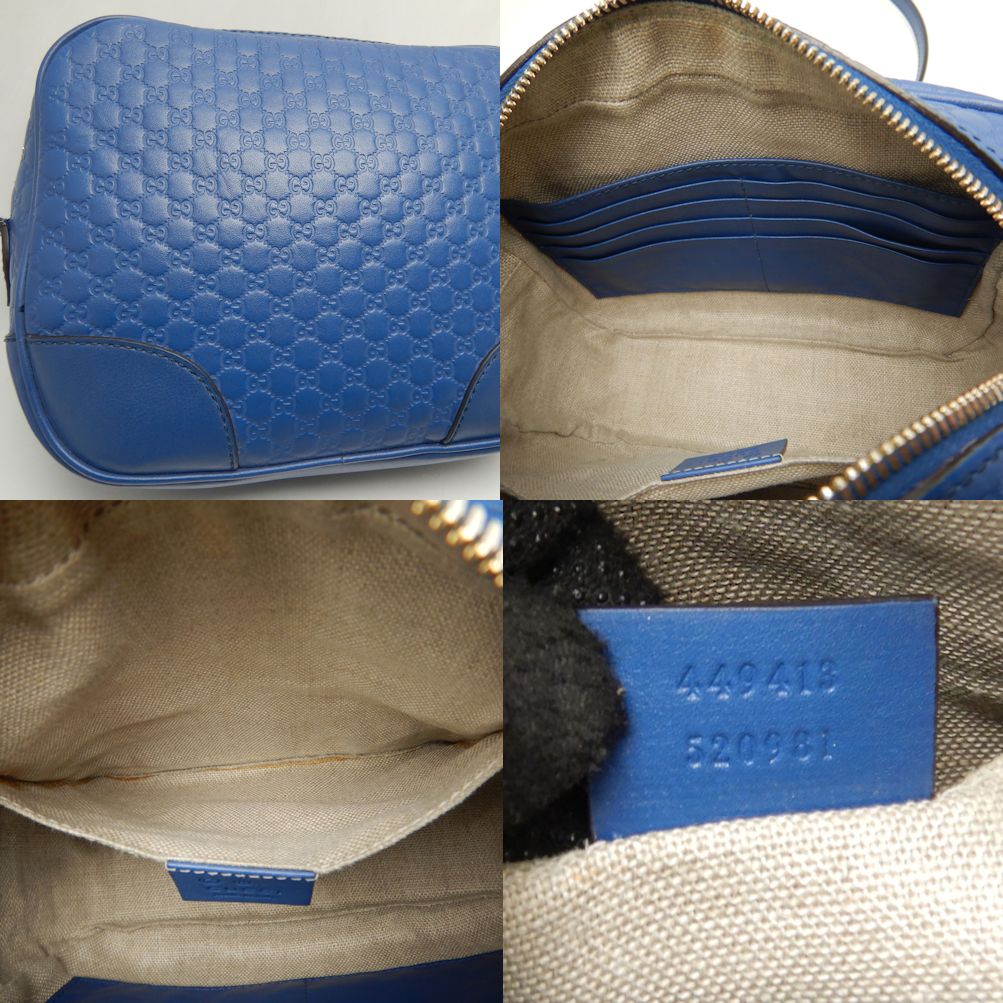 GUCCI グッチ 449413 ショルダーバッグ マイクログッチシマ カーフ ブルー アウトレット/252538【中古】