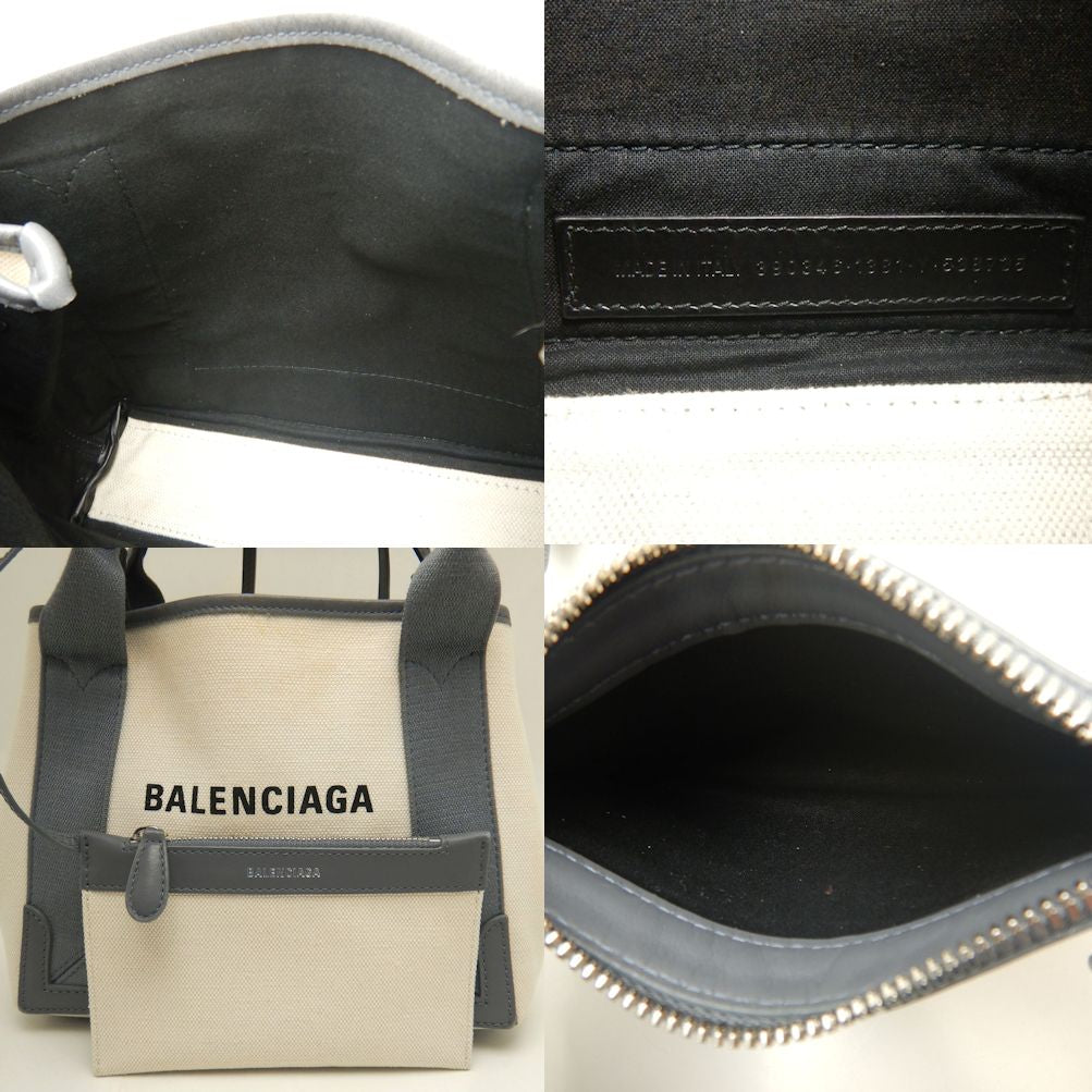 BALENCIAGA バレンシアガ カバスXS 390346 ハンドバッグ キャンバスxカーフ アイボリー グレー/252935【中古】