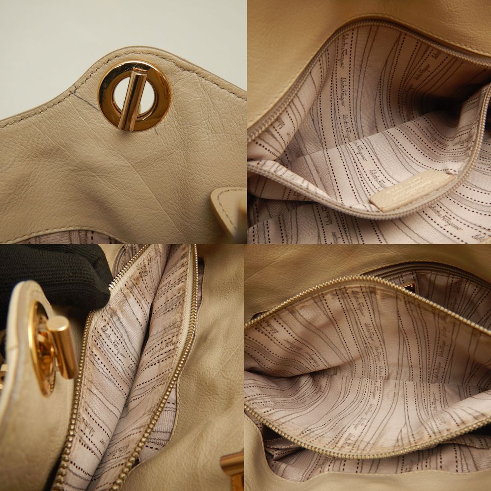 Salvatore Ferragamo サルヴァトーレフェラガモ AU-21B992 ハンドバッグ レザー ベージュ レディース /253387【中古】