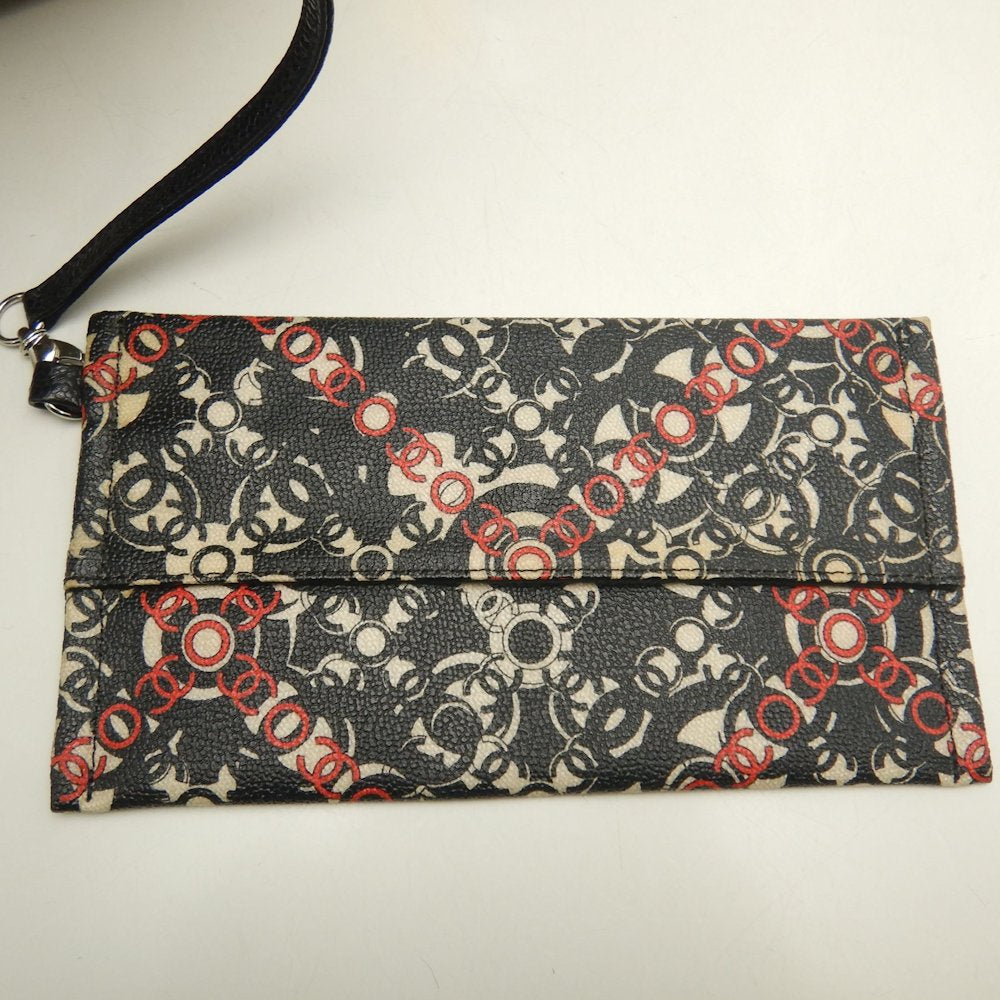 CHANEL シャネル ココトラベル A36181 トートバッグ PVCコーティングキャンバスxレザー ブラック レッド レディース /253616【中古】