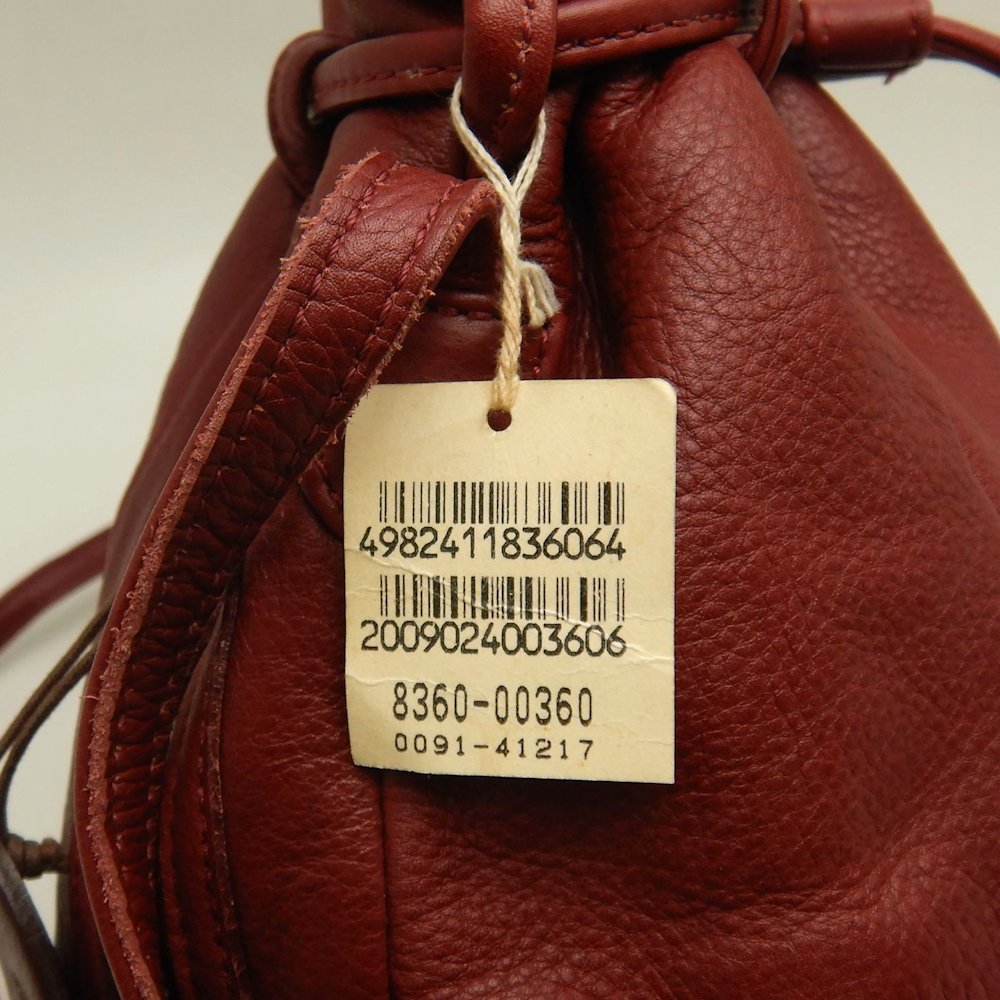 AOYAMA IBIZA 青山イビサ 巾着ショルダー 型押し 8360-00360 ショルダーバッグ レザー ワインレッド レディース /253701【中古】