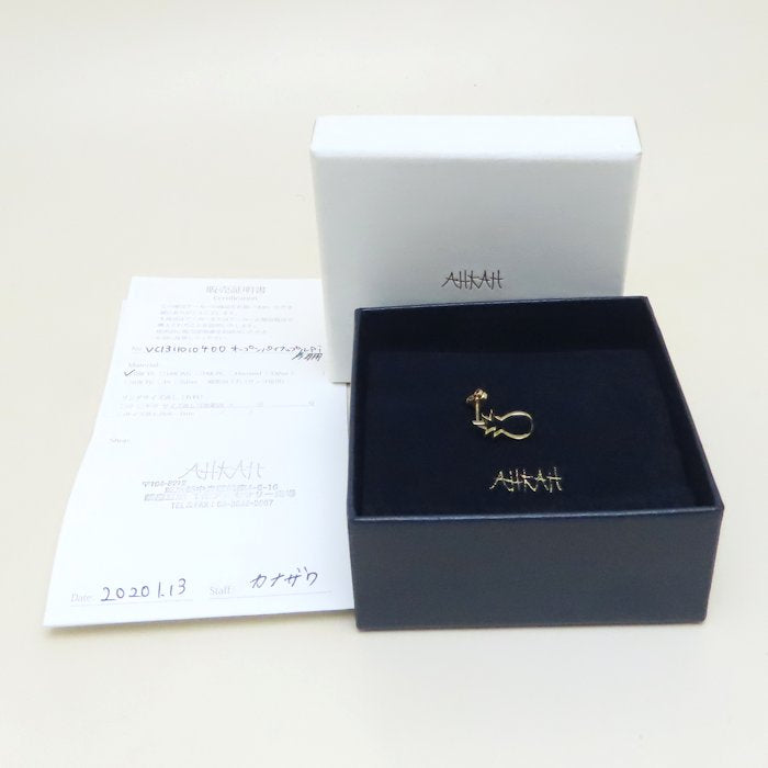 AHKAH アーカー オープンパイナップル ピアス 片耳用 VC1311010400 K18YG イエローゴールド レディース/294728【中古】【BJ】