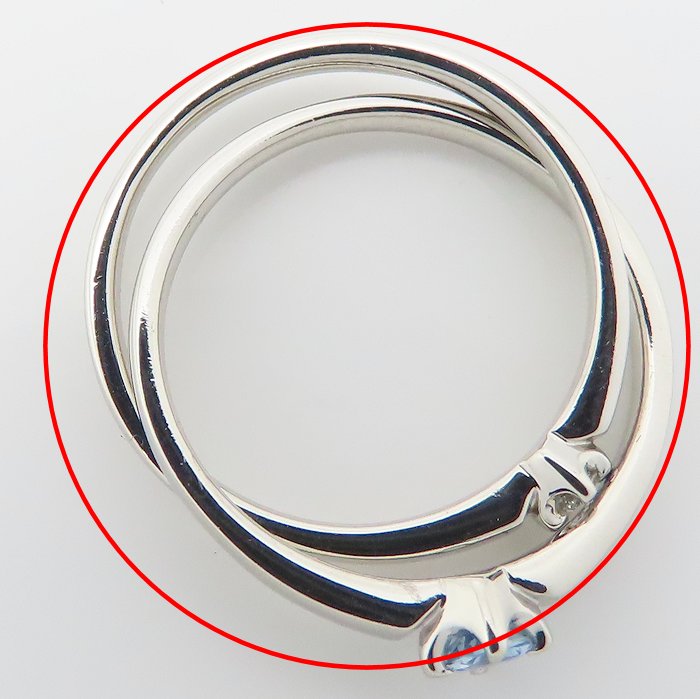 4℃ ヨンドシー 2連 リング 指輪 アクアマリン ダイヤモンド 8号 Pt950プラチナ レディース/295352【中古】【BJ】