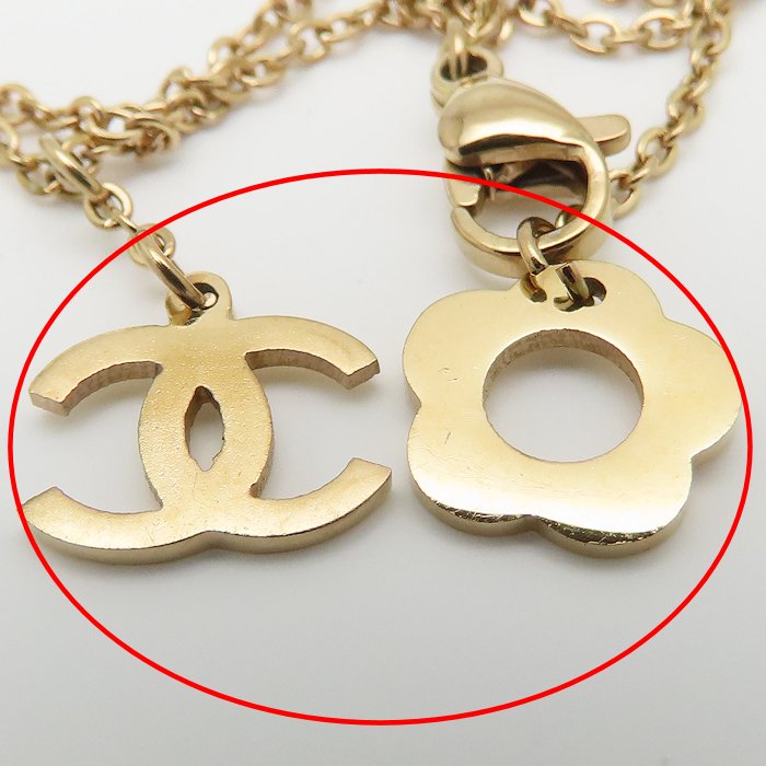 CHANEL シャネル 香水モチーフ ネックレス ラインストーン ココマーク ピンクゴールドメッキ レディース /295585【中古】【BJ】