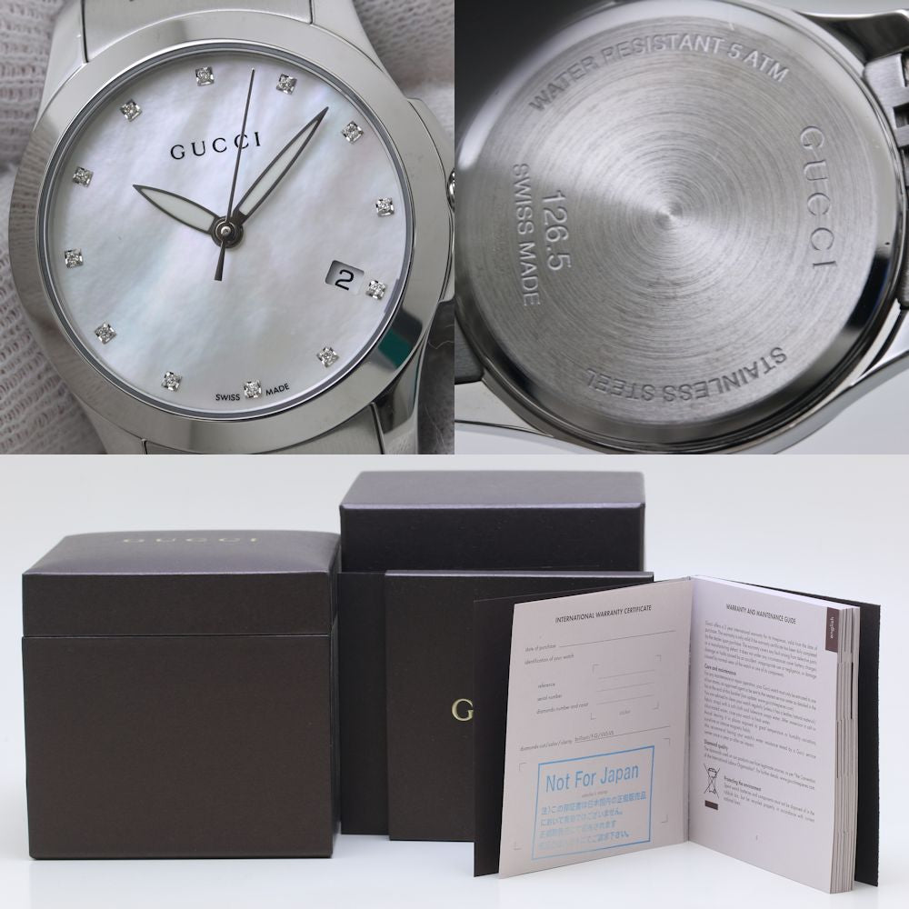 腕時計 レディース GUCCI グッチ Gタイムレス 12Pダイヤモンド シェル YA126504 126.5【磨き済/電池交換済】ステンレススチール /40043【中古】