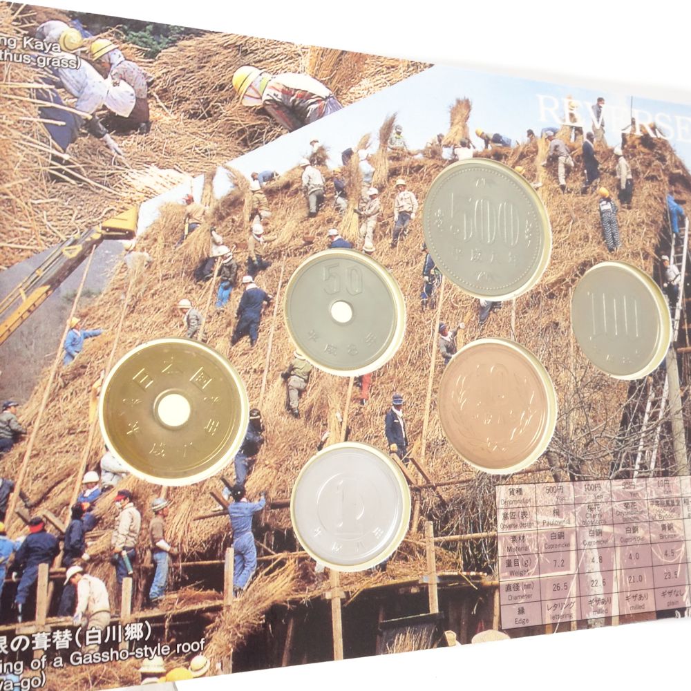 貨幣 貨幣セット 世界文化遺産 白川郷 五箇山 記念硬貨 額面666円 ユニセックス/081195【中古】