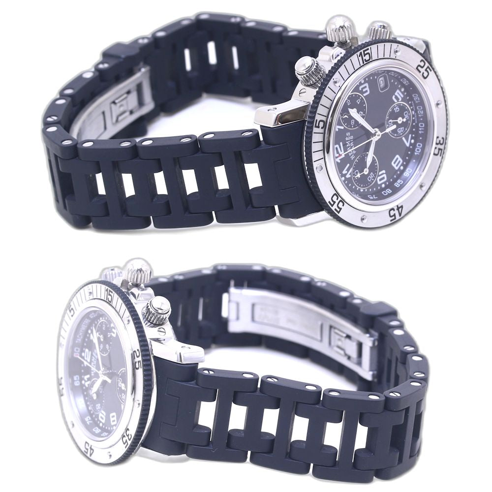 HERMES エルメス クリッパー ダイバークロノ CL2.315.330/3775 ステンレススチールxラバー レディース/130386【中古】【腕時計】
