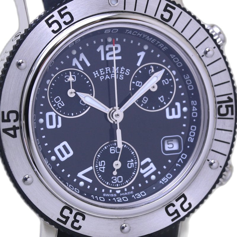 HERMES エルメス クリッパー ダイバークロノ CL2.315.330/3775 ステンレススチールxラバー レディース/130386【中古】【腕時計】