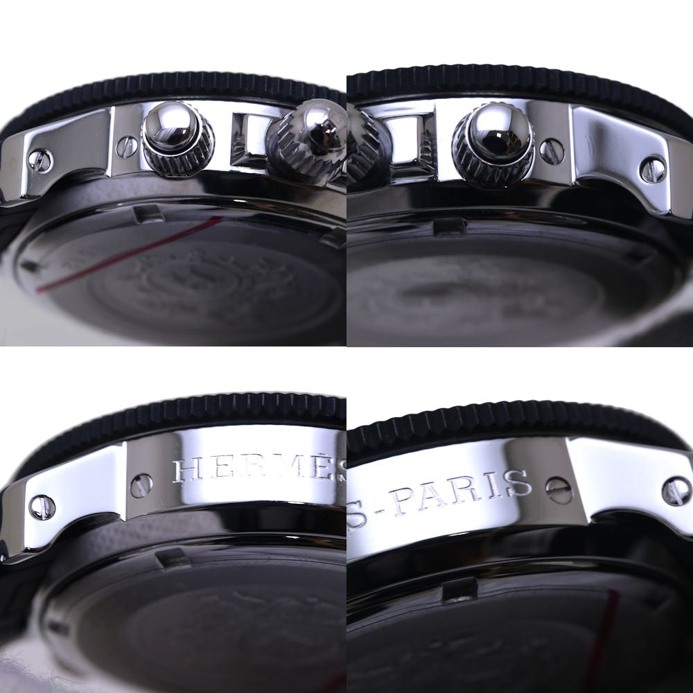 HERMES エルメス クリッパー ダイバークロノ CL2.315.330/3775 ステンレススチールxラバー レディース/130386【中古】【腕時計】