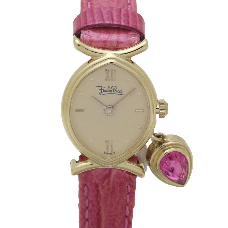 Emilio Pucci エミリオプッチ ルベライト0.87ct 130702.53【中古】 腕時計 レディース ウォルサム製品 イエローゴールドx革/130452