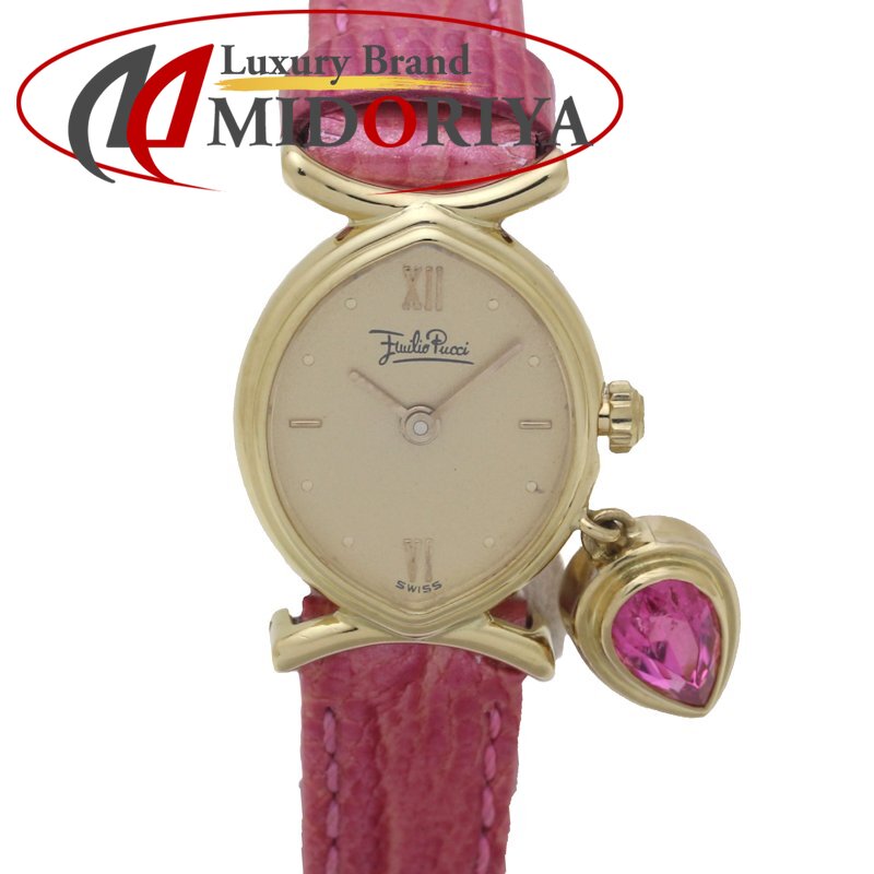 Emilio Pucci エミリオプッチ ルベライト0.87ct 130702.53【中古】 腕時計 レディース ウォルサム製品 イエローゴールドx革/130452