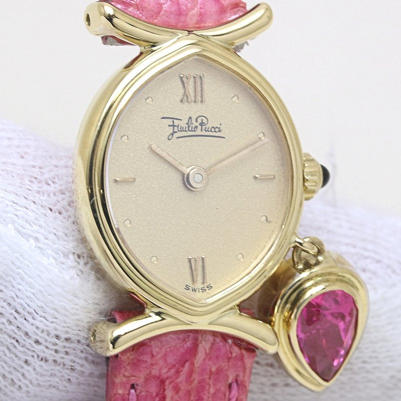Emilio Pucci エミリオプッチ ルベライト0.87ct 130702.53【中古】 腕時計 レディース ウォルサム製品 イエローゴールドx革/130452