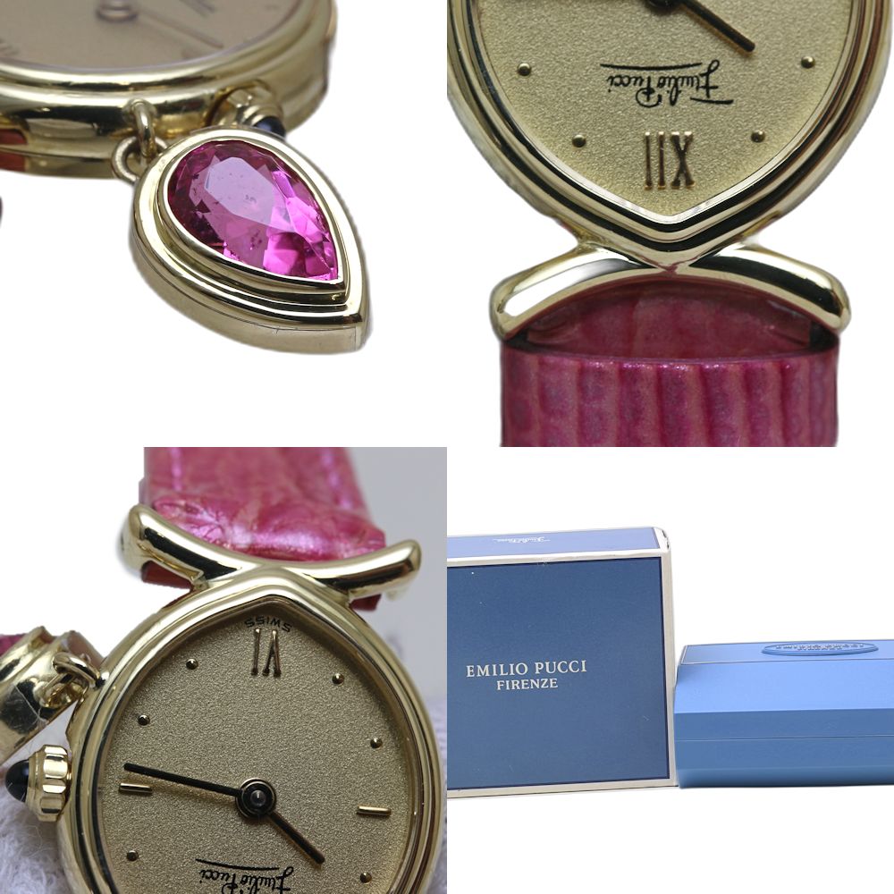 Emilio Pucci エミリオプッチ ルベライト0.87ct 130702.53【中古】 腕時計 レディース ウォルサム製品 イエローゴールドx革/130452