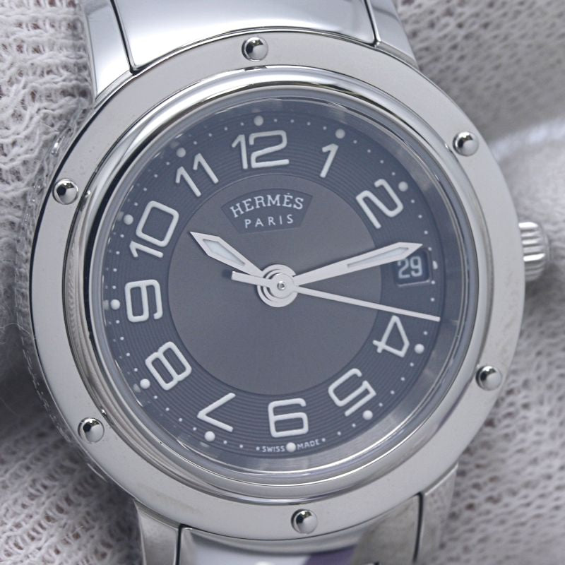 HERMES エルメス クリッパー クラシック CP1.210.230/4969【中古】 腕時計 レディース【磨き済/電池交換済】 ステンレススチール/130489