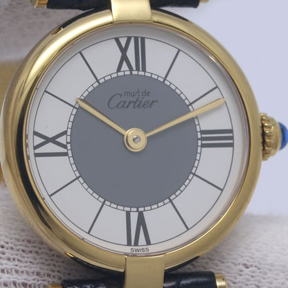 CARTIER カルティエ マストヴァンドームSM ヴェルメイユ W1004254【中古】 腕時計 レディース【電池交換済】 シルバー925x革/130497