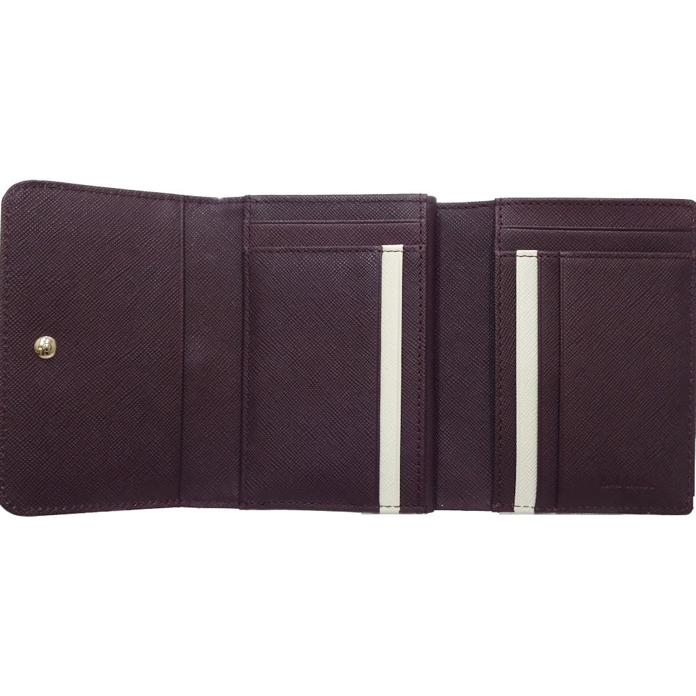 Paul Smith ポールスミス 二つ折り財布 コンパクトウォレットがま口 クロスグレイン レザー ホワイト/180617【中古】