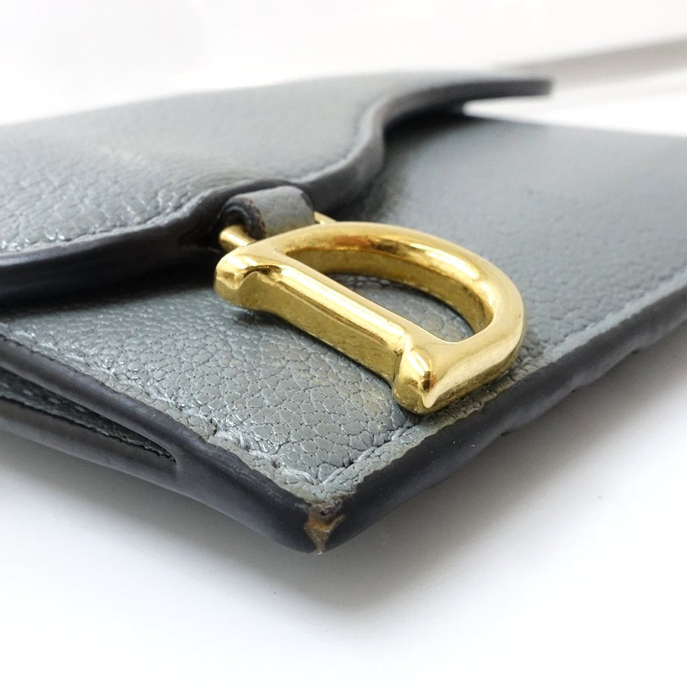 Christian Dior クリスチャンディオール カードケース Saddle Cosmos S5692CCEH レザー クラウドブルー/181351【中古】