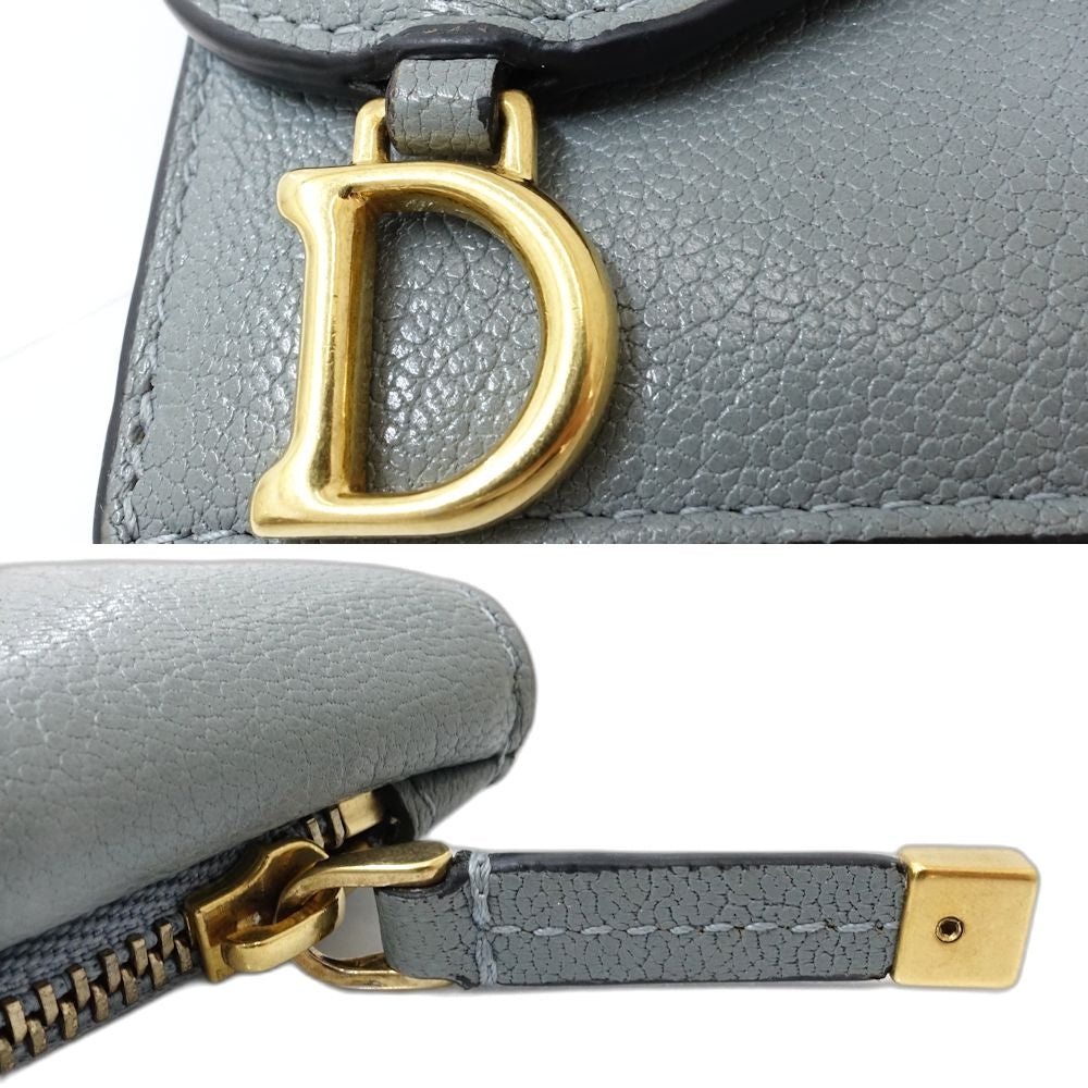 Christian Dior クリスチャンディオール カードケース Saddle Cosmos S5692CCEH レザー クラウドブルー/181351【中古】