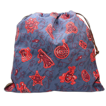LOEWE ロエベ ポーチ PAULA LARGE DRAWS パウラドローストリング キャンバス BLUE(ブルー) RED(レッド)/181466【中古】