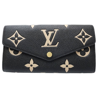 【中古】LOUIS VUITTON ルイヴィトン 長財布 M80496 ポルトフォイユ サラ モノグラム アンプラント ブラック ベージュ レディース /181642