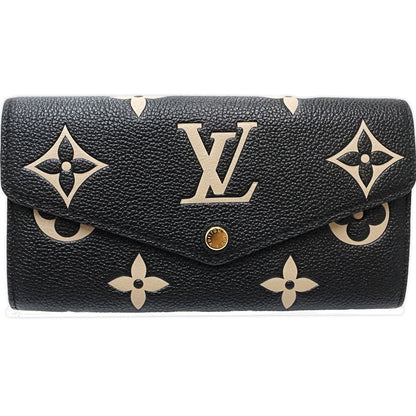 【中古】LOUIS VUITTON ルイヴィトン 長財布 M80496 ポルトフォイユ サラ モノグラム アンプラント ブラック ベージュ レディース /181642