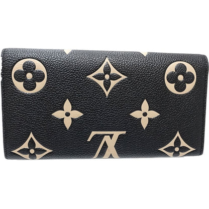 【中古】LOUIS VUITTON ルイヴィトン 長財布 M80496 ポルトフォイユ サラ モノグラム アンプラント ブラック ベージュ レディース /181642