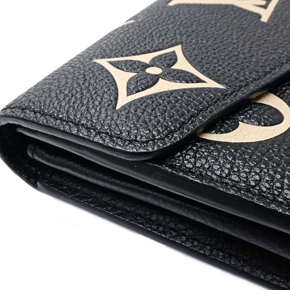 【中古】LOUIS VUITTON ルイヴィトン 長財布 M80496 ポルトフォイユ サラ モノグラム アンプラント ブラック ベージュ レディース /181642