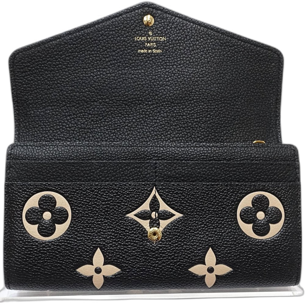 【中古】LOUIS VUITTON ルイヴィトン 長財布 M80496 ポルトフォイユ サラ モノグラム アンプラント ブラック ベージュ レディース /181642