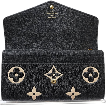 【中古】LOUIS VUITTON ルイヴィトン 長財布 M80496 ポルトフォイユ サラ モノグラム アンプラント ブラック ベージュ レディース /181642