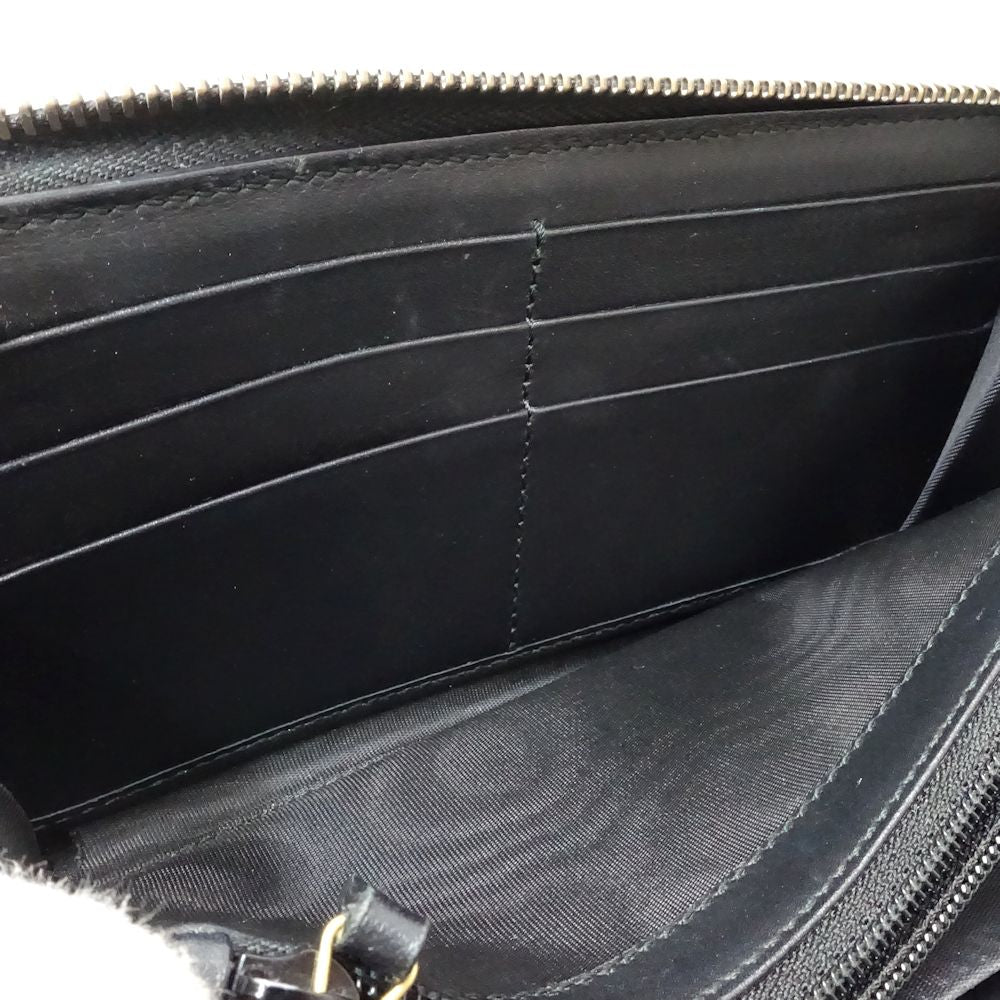 【中古】GUCCI グッチ 長財布 428747 ラウンドジップウォレット アニマリエBEE レザー ブラック レディース /181800