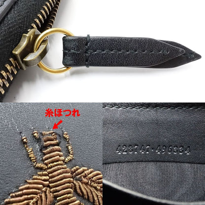 【中古】GUCCI グッチ 長財布 428747 ラウンドジップウォレット アニマリエBEE レザー ブラック レディース /181800
