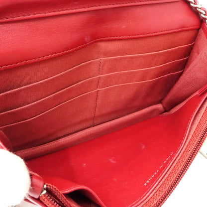 【中古】CHANEL シャネル ウォレットチェーン A33814 マトラッセ ショルダーバッグ ラムスキン レッド レディース /181803
