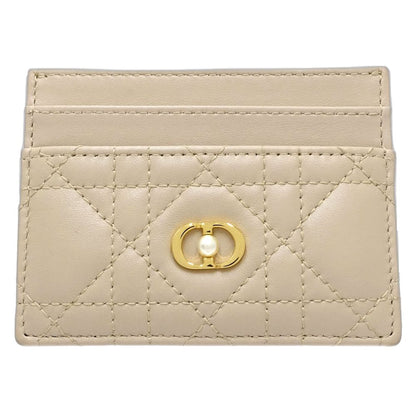 Christian Dior クリスチャンディオール カードケース ジョリーフリージア S3103UNJB 名刺入れ ラムスキン ベージュ レディース/181824【中古】