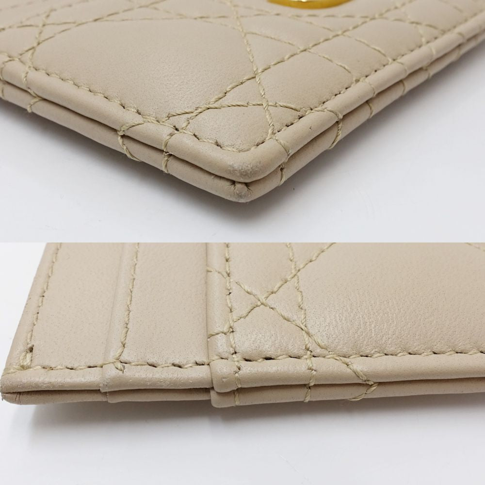 Christian Dior クリスチャンディオール カードケース ジョリーフリージア S3103UNJB 名刺入れ ラムスキン ベージュ レディース/181824【中古】
