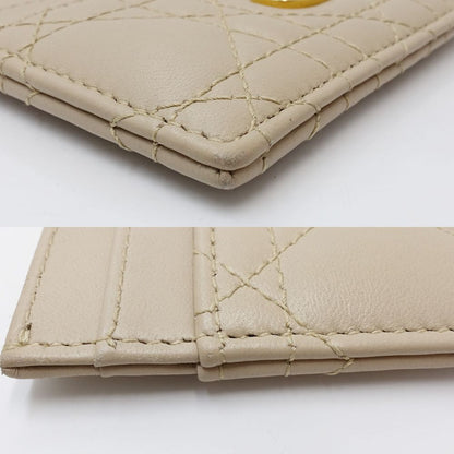 Christian Dior クリスチャンディオール カードケース ジョリーフリージア S3103UNJB 名刺入れ ラムスキン ベージュ レディース/181824【中古】