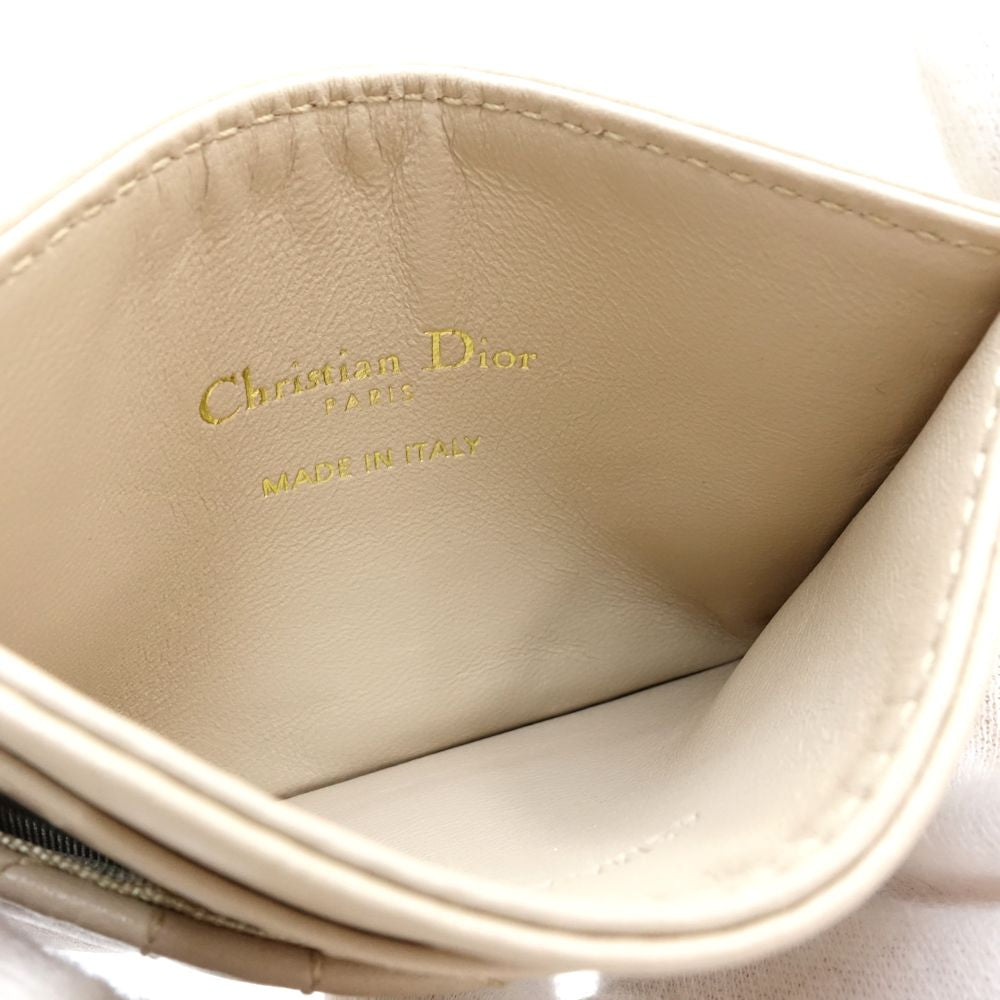 Christian Dior クリスチャンディオール カードケース ジョリーフリージア S3103UNJB 名刺入れ ラムスキン ベージュ レディース/181824【中古】