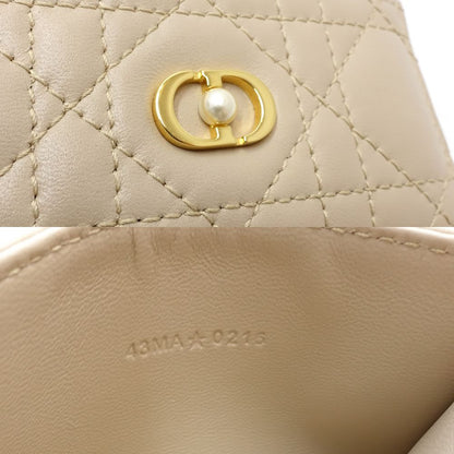 Christian Dior クリスチャンディオール カードケース ジョリーフリージア S3103UNJB 名刺入れ ラムスキン ベージュ レディース/181824【中古】