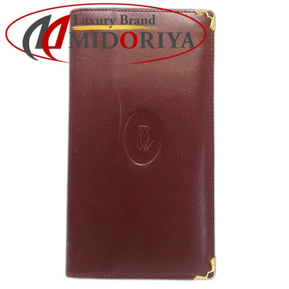 【中古】CARTIER カルティエ 札入れ ロングフラップウォレット マストライン レザー ボルドー レディース /181881