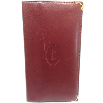 【中古】CARTIER カルティエ 札入れ ロングフラップウォレット マストライン レザー ボルドー レディース /181881