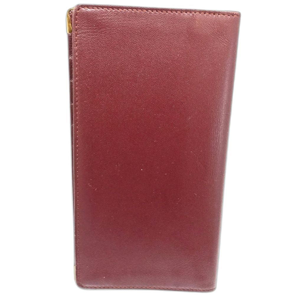 【中古】CARTIER カルティエ 札入れ ロングフラップウォレット マストライン レザー ボルドー レディース /181881