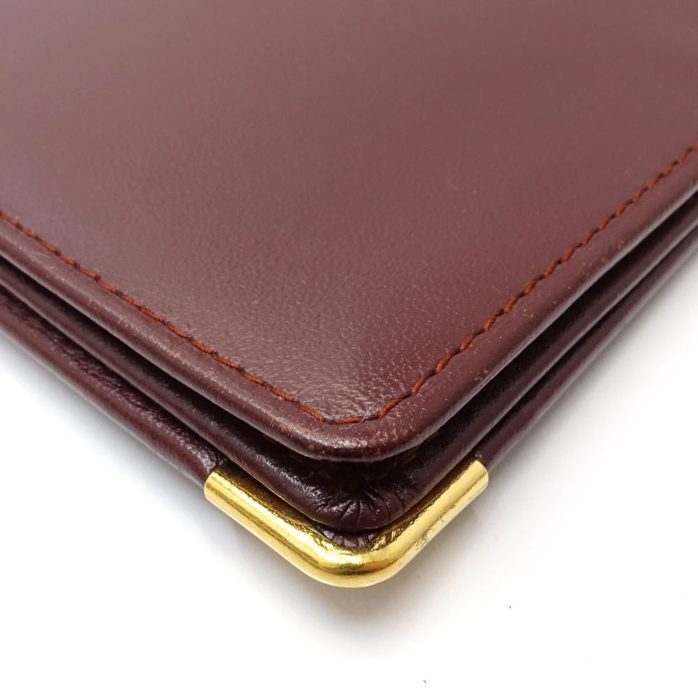 【中古】CARTIER カルティエ 札入れ ロングフラップウォレット マストライン レザー ボルドー レディース /181881