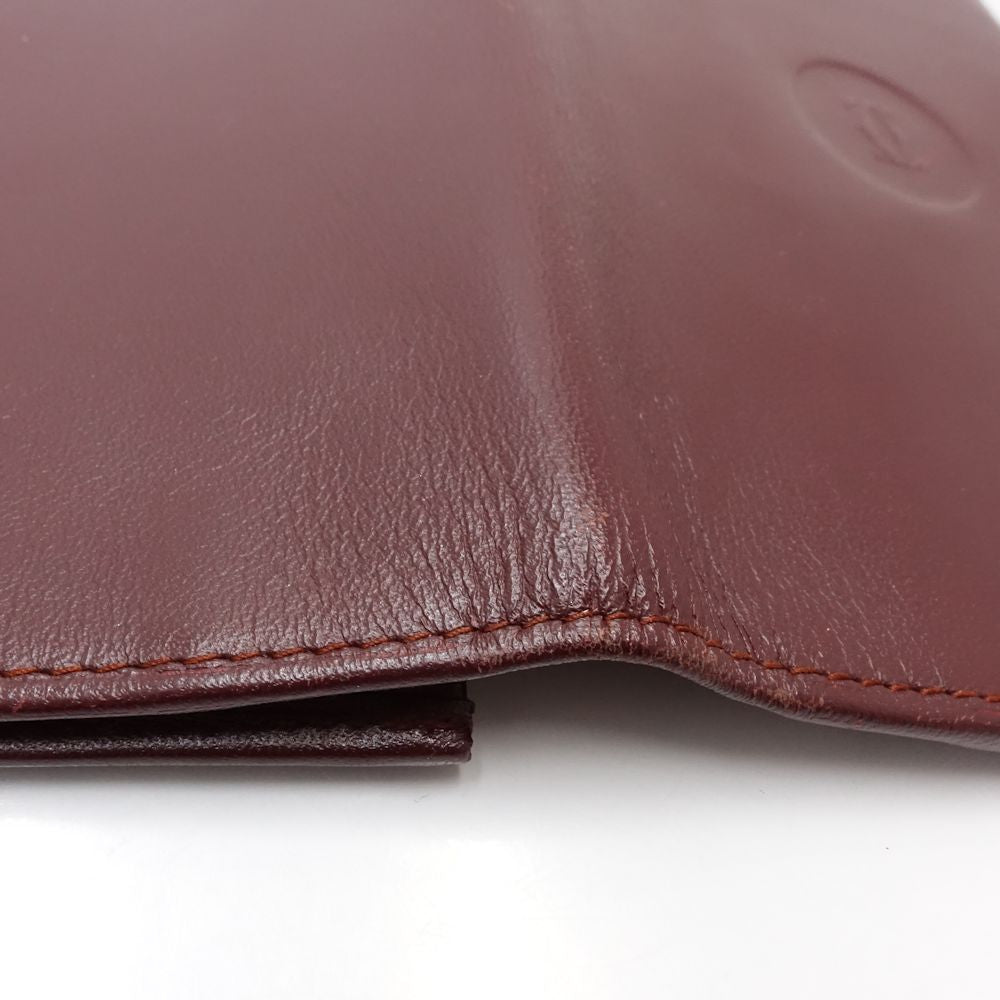 【中古】CARTIER カルティエ 札入れ ロングフラップウォレット マストライン レザー ボルドー レディース /181881