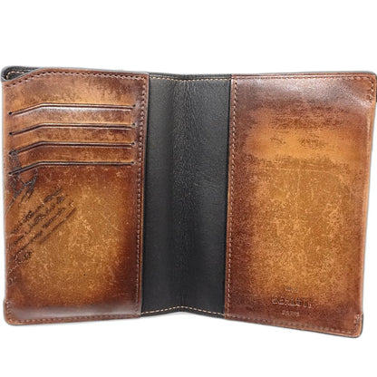 Berluti ベルルッティ パスポートケース カリグラフィ ヴェネチア レザー ブラウン メンズ/181891【中古】