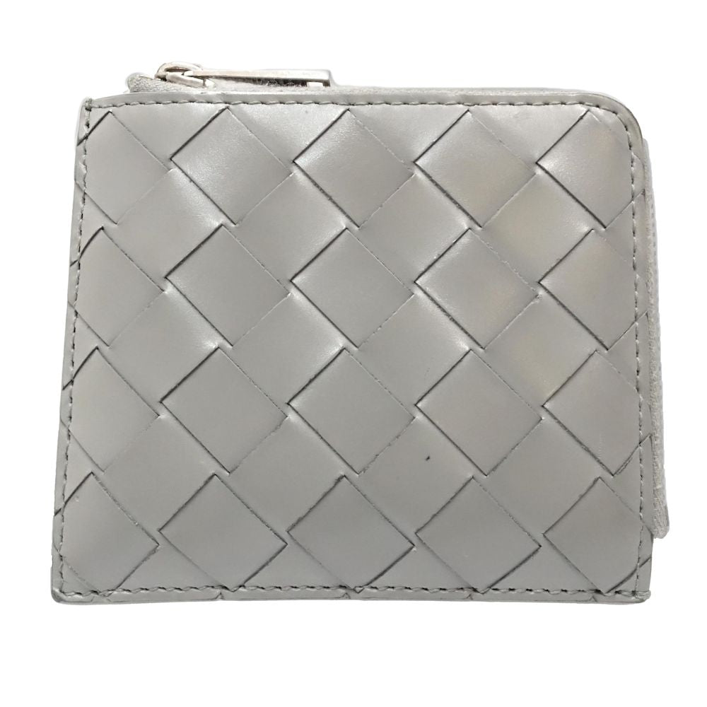 【中古】BOTTEGAVENETA ボッテガヴェネタ コインケース 593216 スタンプスクエアジップアラウンドウォレット イントレチャート レザー グレー レディース /181911