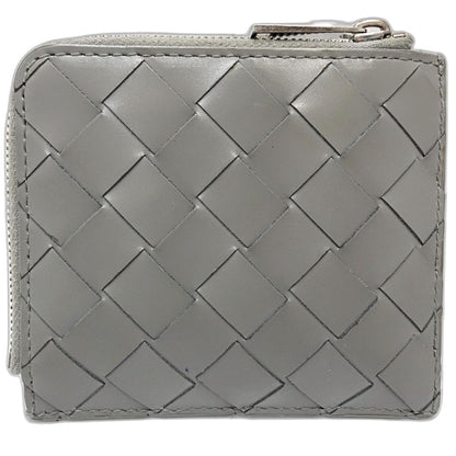 【中古】BOTTEGAVENETA ボッテガヴェネタ コインケース 593216 スタンプスクエアジップアラウンドウォレット イントレチャート レザー グレー レディース /181911